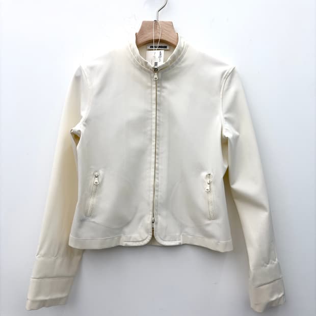 WHITE CHINA COLLAR DOUBLE LAYER JACKET