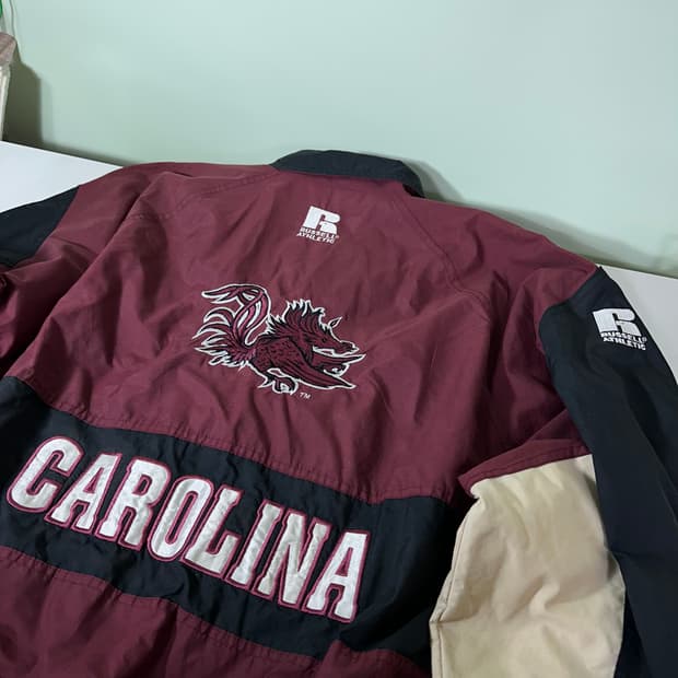 L-XL 러셀에슬레틱 USA 90‘s 오버핏 나일론 캐롤라이나 바람막이