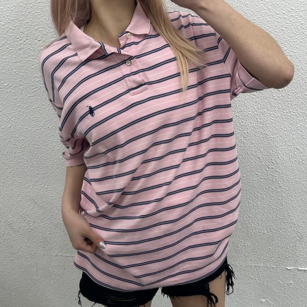 폴로 랄프로렌 딸기우유맛 단가라 pk 반팔 L