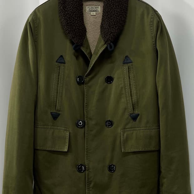 폴로 랄프로렌 디스트레스드 올리브 시어링 매키노 쉐르파 데크자켓