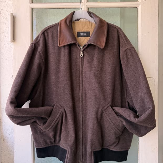 HUGO BOSS Leather Collar Blouson