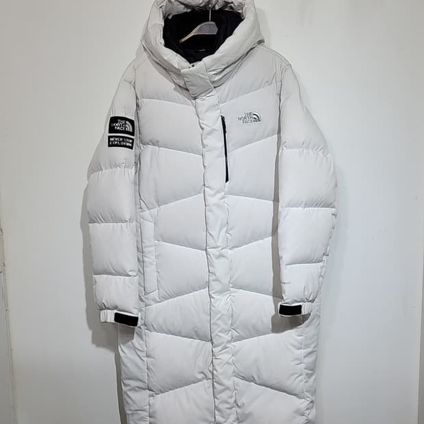 (L) 노스페이스 거위털 롱패딩 점퍼 화이트 구스다운 패딩코트 
