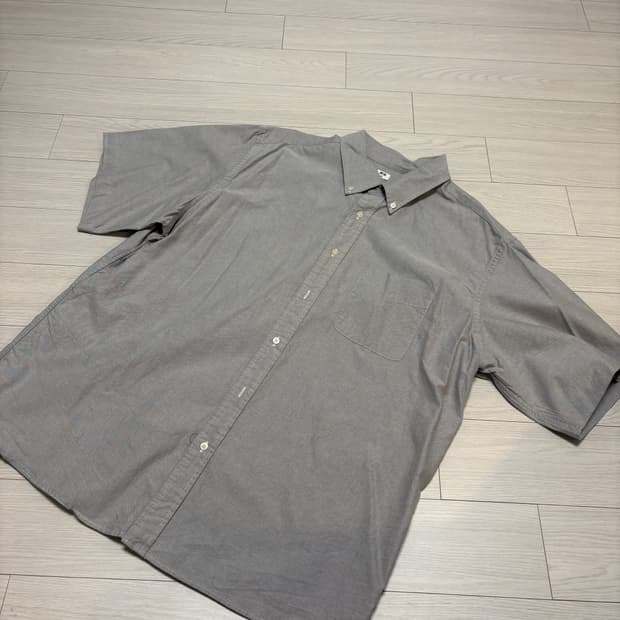 유니클로 옥스퍼드 반팔 셔츠 그레이 3XL
