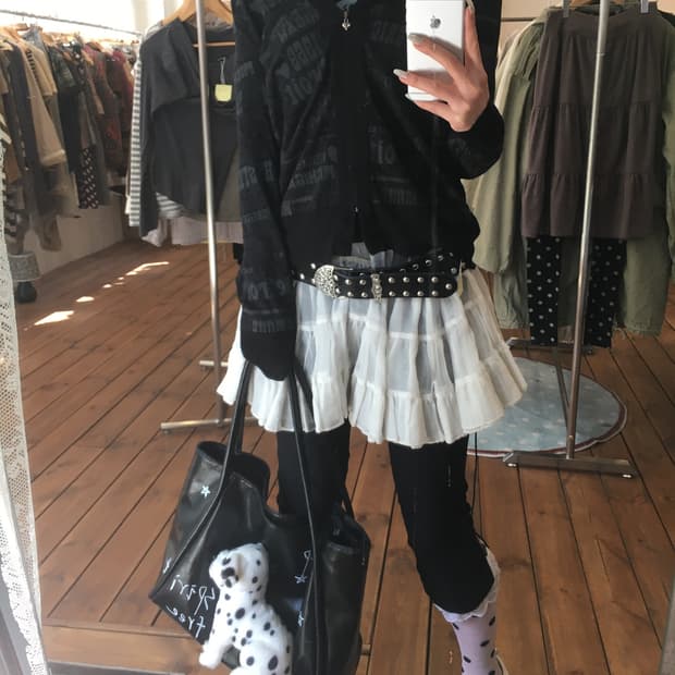 히스테릭글래머 히스걸 블랙 하트 글리터 집업