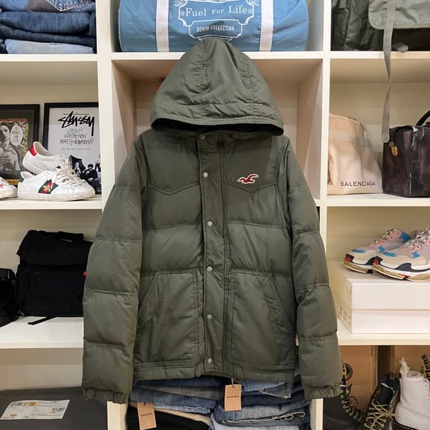 홀리스터 카키 후드 패딩 점퍼 S