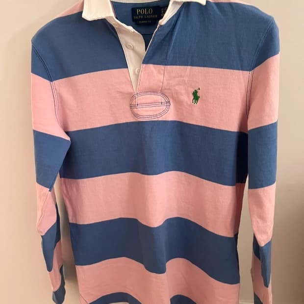 폴로랄프로렌 더 아이코닉 럭비 셔츠 Garden Pink/ Blue