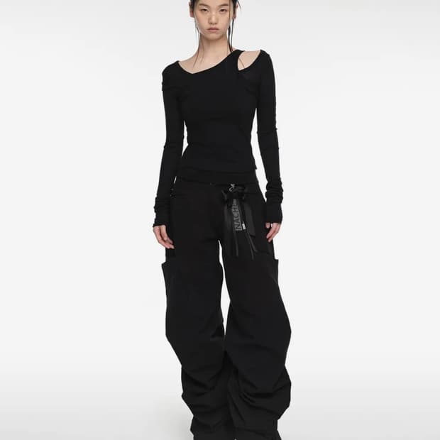 나체 와이드 핀턱 팬츠 블랙(2size) 새상품