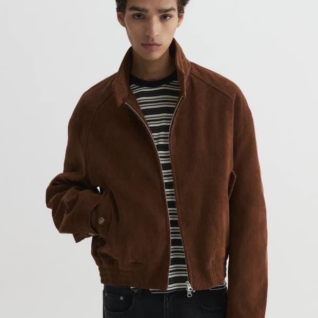 [새상품] DNSR 코듀로이 해링턴 크롭 자켓 브라운 L