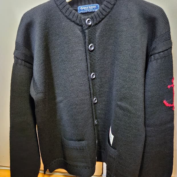 46) 건지 울른스 피셔맨 홀가먼트 가디건 블랙