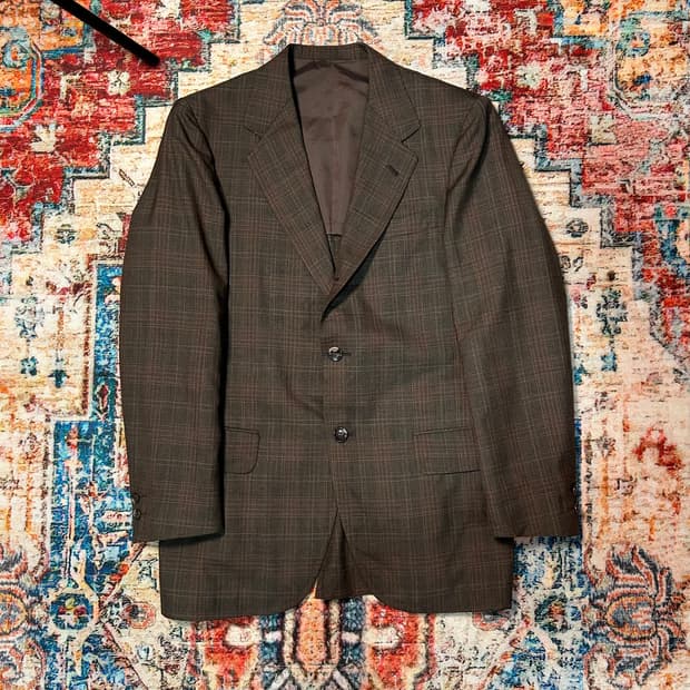 [M] 반 자켓 린넨 체크패턴 블레이저