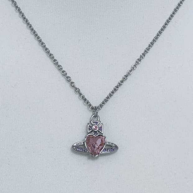 비비안웨스트우드 목걸이 아리엘라 크리스탈 핑크 실버 목걸이