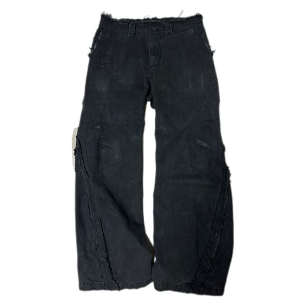 Aesynctx DISTRESSED PANTS dirty black M