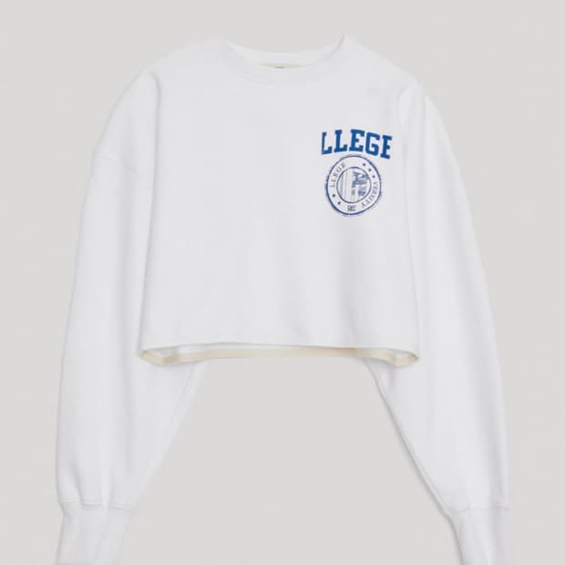 렉토 recto llege 크롭 맨투맨 