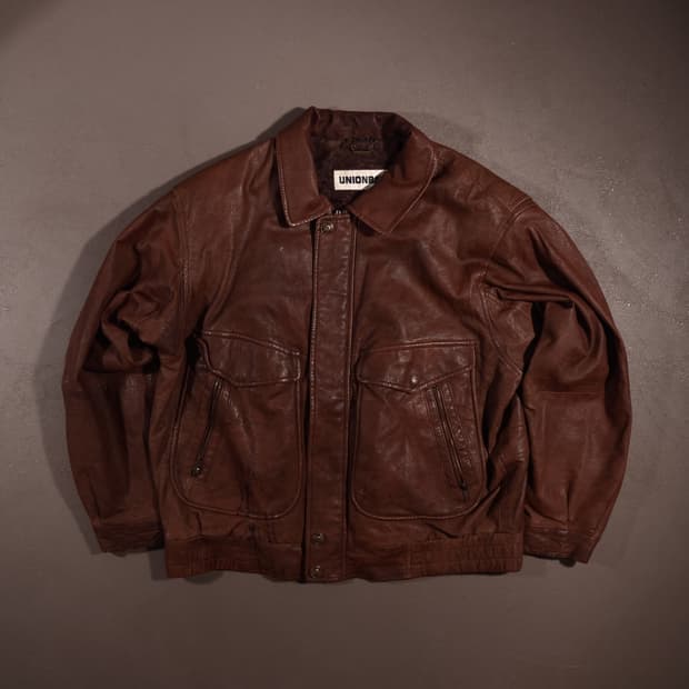 90s 유니온베이 레더 플라이트 봄버자켓
