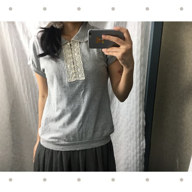 그레이 카라 반소매 티셔츠
