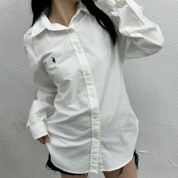 폴로 랄프로렌 딥블루포니 화이트 셔츠 L