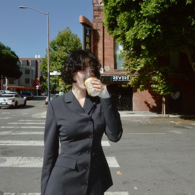 새상품) 페일제이드 조에 스트라이프 셋업 네이비 자켓 스커트 m