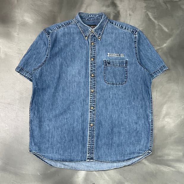  에디바우어 데님 하프 셔츠 y16240