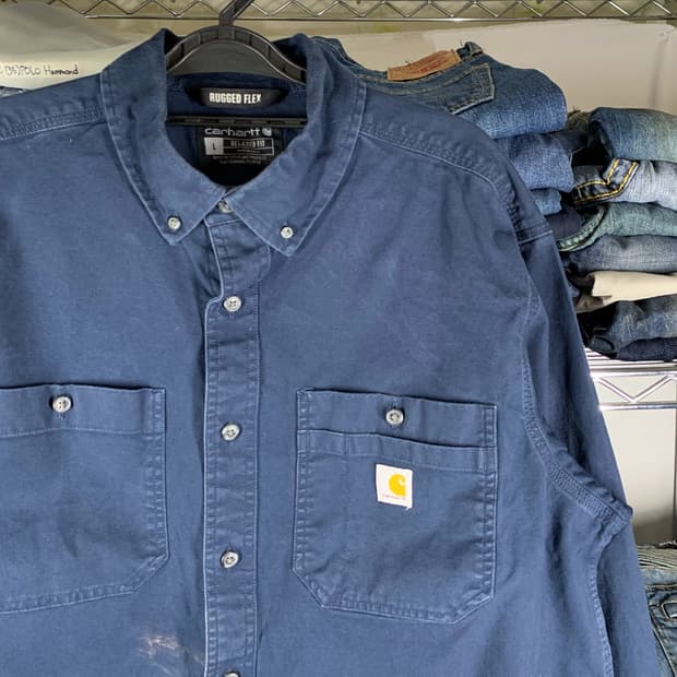 [L] 칼하트 러기드 플렉스 릴렉스드핏 워크셔츠 네이비