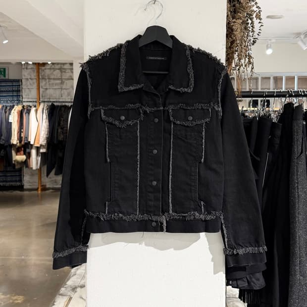 크리스토퍼 케인 블랙 컷오프 데님 트러커 자켓