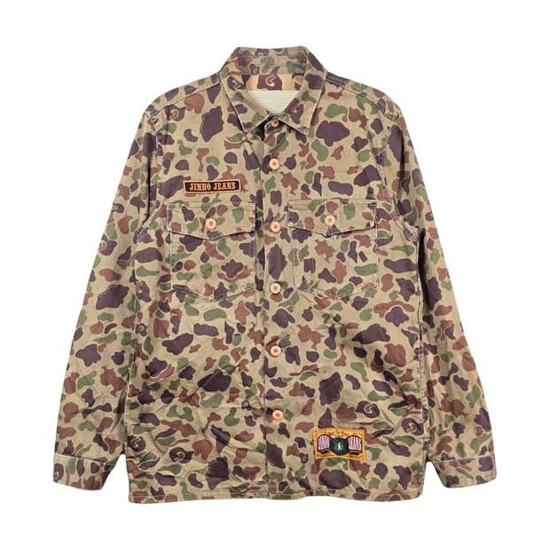 BLACK LABEL 유니크 패치 덕 카모플라쥬 밀리터리 셔츠 자켓 M