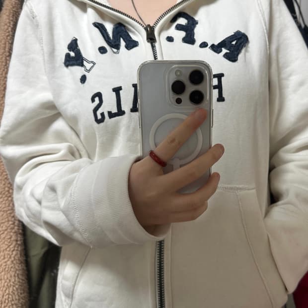 아베크롬비 화이트 슬림핏 후드집업