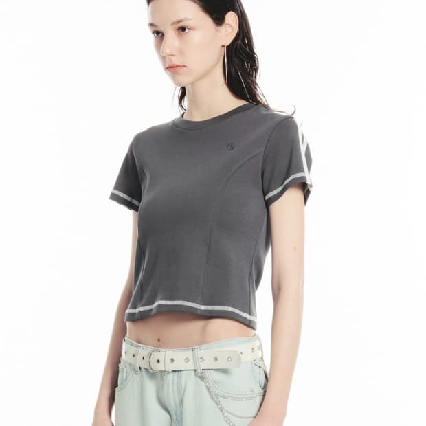 세릭 cerric DOUBLE LINE LOGO HALF TOP 하프탑