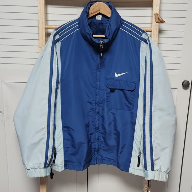 XL 나이키 90s 빅로고 올드스쿨 스카이블루 바람막이 자켓