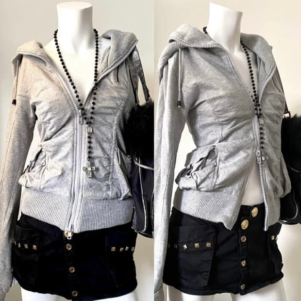 와이즈걸 빈티지 갸루 펑크 y2k 후드 집업 자켓