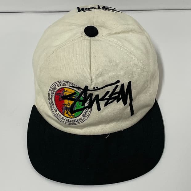80s Stussy Rasta logo two-tone cap 