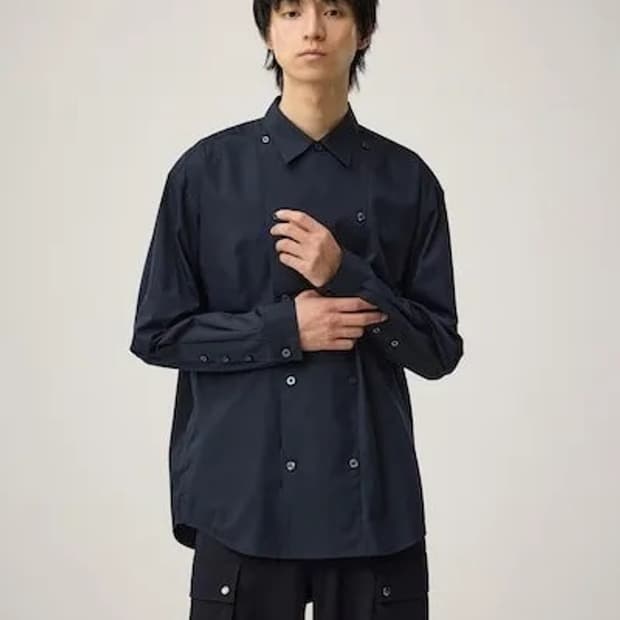 ROKH 록 GU 차이니즈 셔츠 네이비