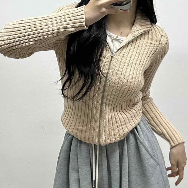 폴로 랄프로렌 진스 성조기 투웨이 베이지 걸즈 니트 집업 희귀져지(M)