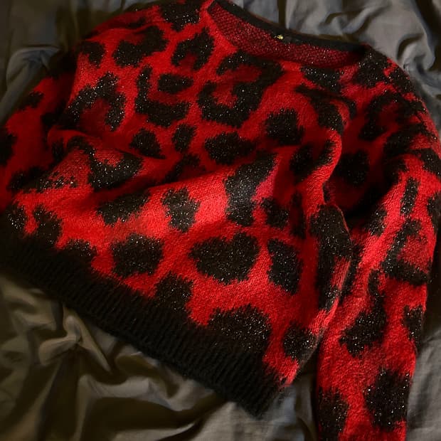 Leopard Pattern Glitter Detail knit