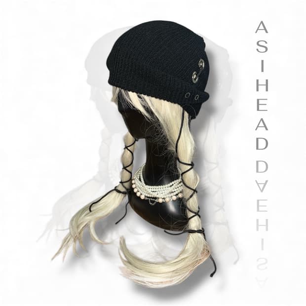 아일렛 핀턱 롱 레이스 커스텀 숏 비니