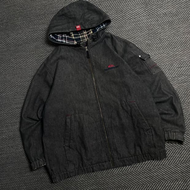 퀵실버 올드스쿨 메탈릭 데님 후드 집업 자켓y 5324