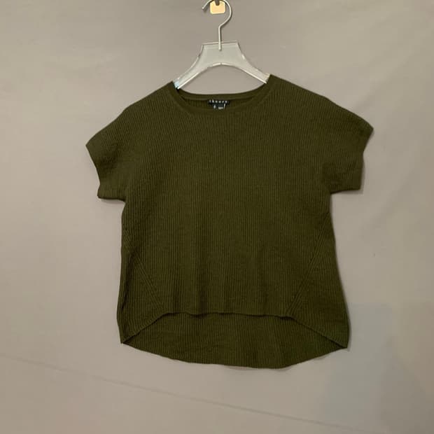 S THEORY 띠어리 메리노울 골지 반팔 니트