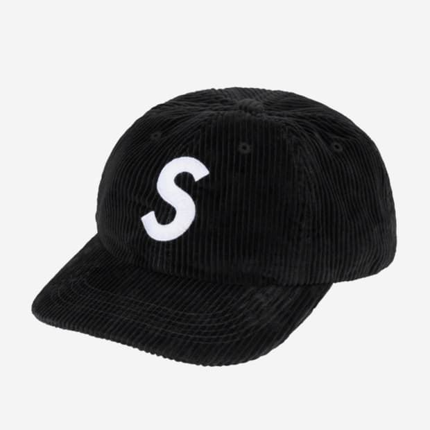 슈프림 코듀로이 s 로고 캡 모자 6 panel black 24fw 