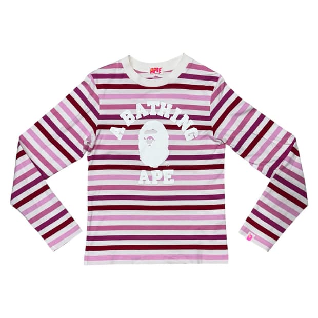 니고 시절 진짜 베이프 스트라이프 롱슬리브 티셔츠