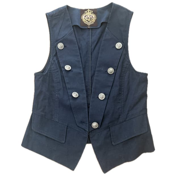 Cindy 갸루 네이비 더블버튼 조끼