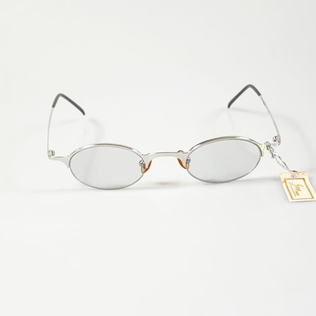 JEEP PLUS 실버 메탈 오벌 반무테 프레임 빈티지 안경
