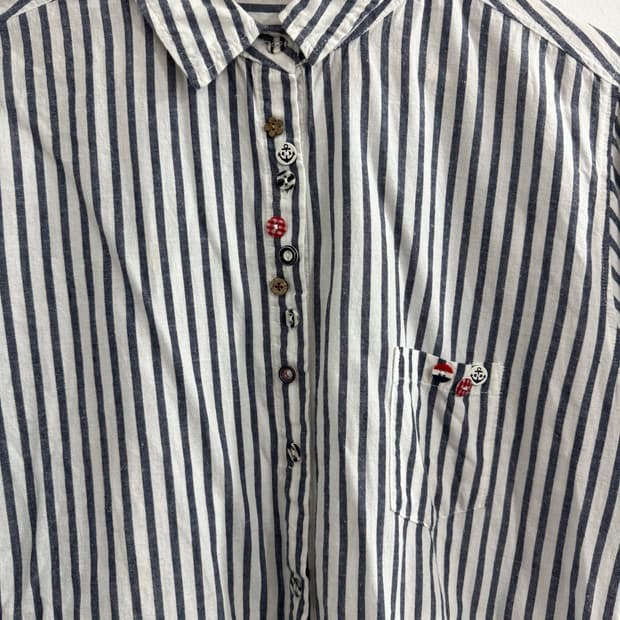 design button stripe shirt