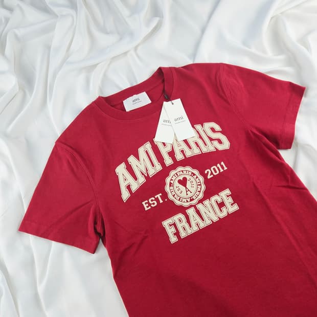 AMI 아미 파리스 레드 반팔 티셔츠 [BCFS8446_1397]