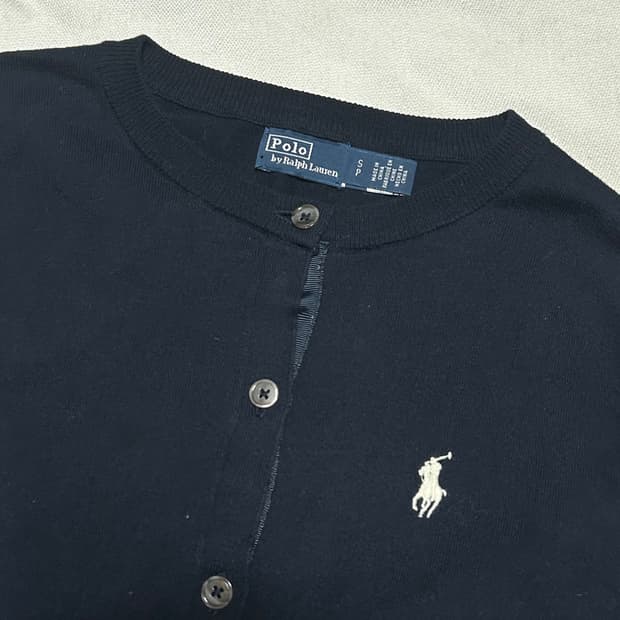 S 폴로랄프로렌 여성용 네이비 코튼 가디건