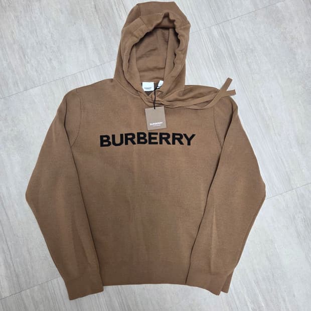 [S, 새제품] 버버리 로고 인타르시아 울 코튼 후드