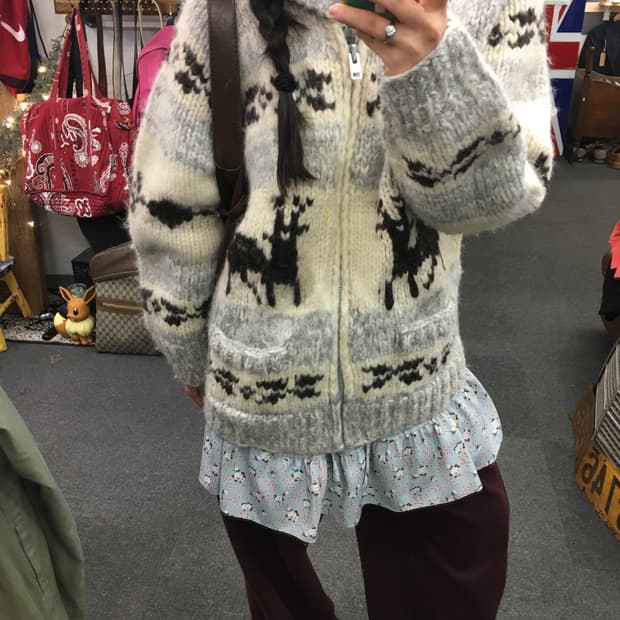 코위찬 니트 집업