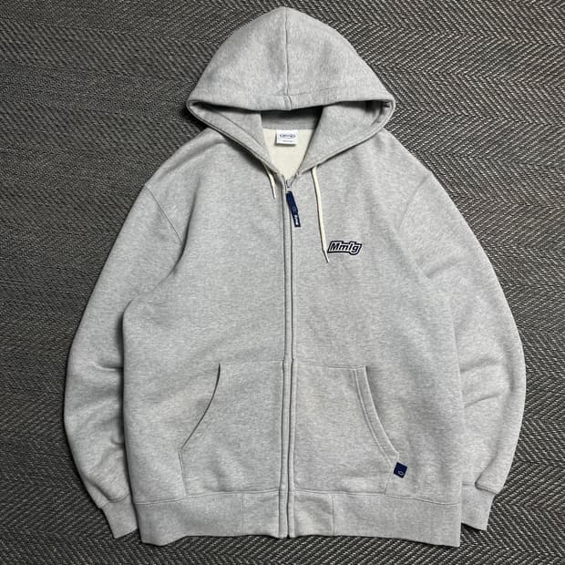Mmlg 자수로고 박시핏 후드 집업 그레이o 5297