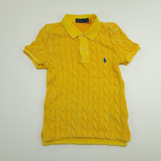 CN741W S 폴로 랄프로렌 QR 워시드옐로우 케이블 반팔 니트 스웨터