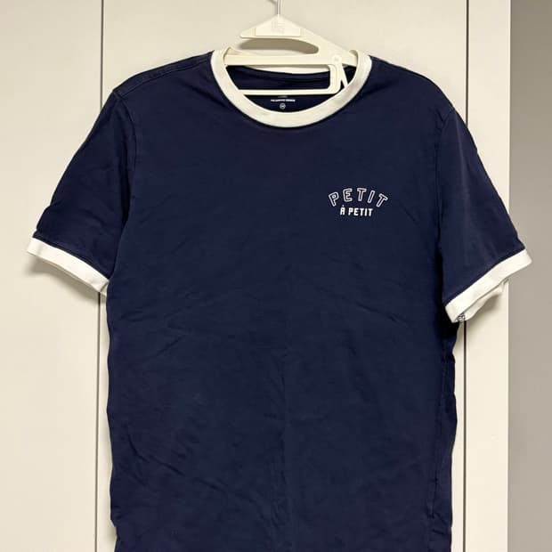 폴햄 네이비 배색 반팔티 여성 XS (그래픽 티셔츠)