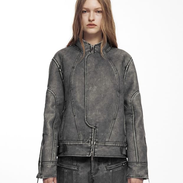 나체 인더스트리얼 레더 자켓