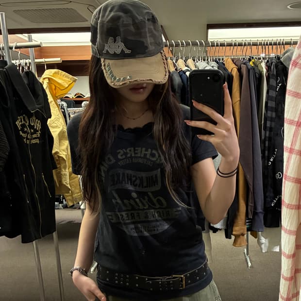 Kappa 빈티지 여성 스터즈 디테일 볼캡(이염)